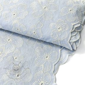 Țesătură din bumbac Embroidery Emilia light blue 2-side border