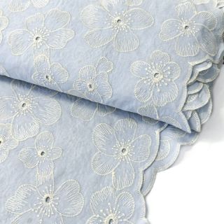 Țesătură din bumbac Embroidery Emilia light blue 2-side border