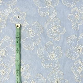 Țesătură din bumbac Embroidery Emilia light blue 2-side border