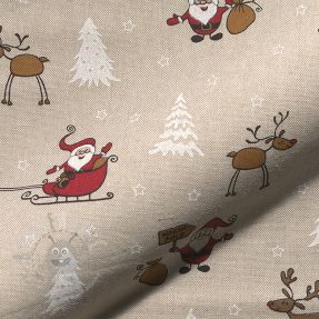 Țesătură decorativă Linenlook Santa Reindeer Sleigh