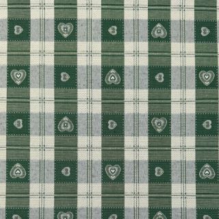 Țesătură decorativă jacquard DOUBLE FACE Landhaus Heart Check forest green