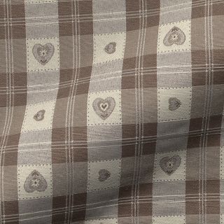 Țesătură decorativă jacquard DOUBLE FACE Landhaus Heart Check taupe