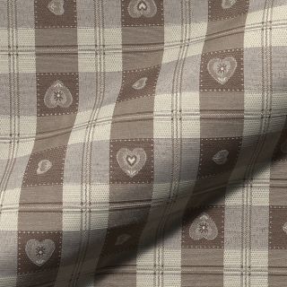 Țesătură decorativă jacquard DOUBLE FACE Landhaus Heart Check taupe