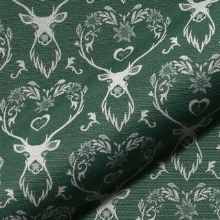 Țesătură decorativă jacquard DOUBLE FACE Landhaus Deer Heart forest green