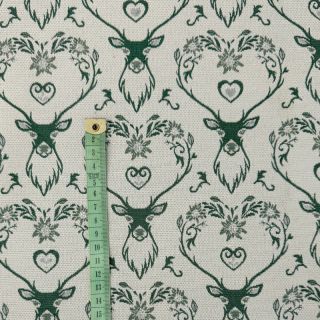 Țesătură decorativă jacquard DOUBLE FACE Landhaus Deer Heart forest green