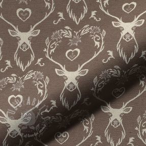 Țesătură decorativă jacquard DOUBLE FACE Landhaus Deer Heart taupe