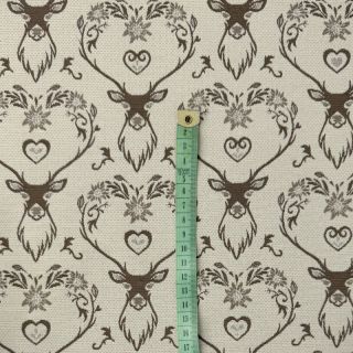 Țesătură decorativă jacquard DOUBLE FACE Landhaus Deer Heart taupe