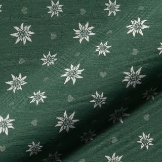 Țesătură decorativă jacquard DOUBLE FACE Landhaus Edelweiss forest green