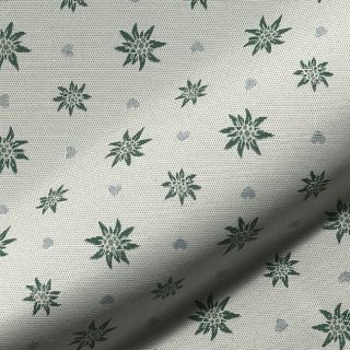 Țesătură decorativă jacquard DOUBLE FACE Landhaus Edelweiss forest green