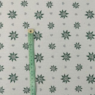 Țesătură decorativă jacquard DOUBLE FACE Landhaus Edelweiss forest green