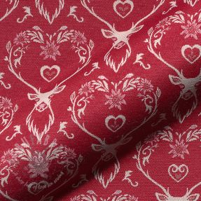 Țesătură decorativă jacquard DOUBLE FACE Landhaus Deer Heart dark red