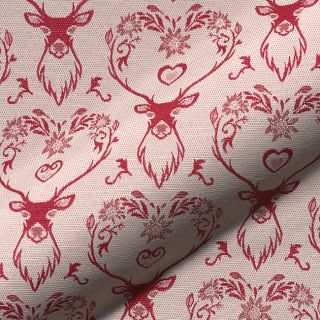 Țesătură decorativă jacquard DOUBLE FACE Landhaus Deer Heart dark red