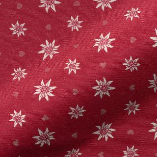 Țesătură decorativă jacquard DOUBLE FACE Landhaus Edelweiss dark red