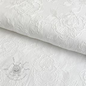 Țesătură din bumbac Embroidery Rumia white