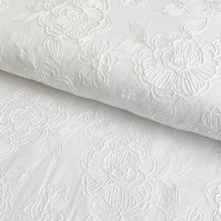 Țesătură din bumbac Embroidery Rumia white