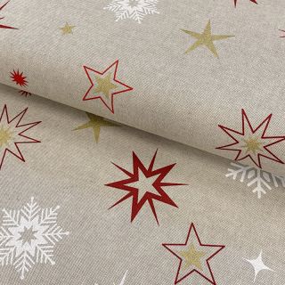 Țesătură decorativă Linenlook Magic star red