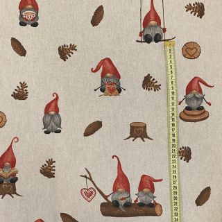 Țesătură decorativă Linenlook Tomte hand drawn