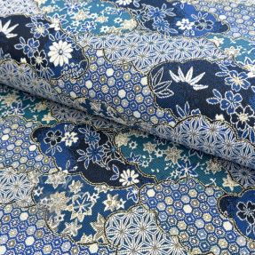 Țesătură decorativă jacquard Nuage allover bleu