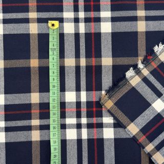 Tartan check navy/white/camel