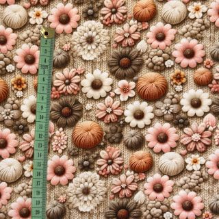 Tricot 3D Knitted Flowers design A digital print