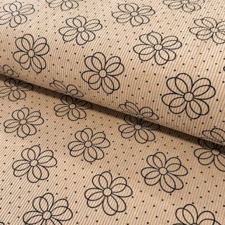 Catifea raiată STRETCH Circle flower beige