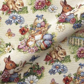 Țesătură decorativă GOBELIN PREMIUM Blossom Bunny Garden