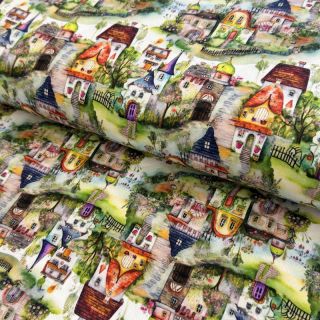 Tricot Little Village multi digital print