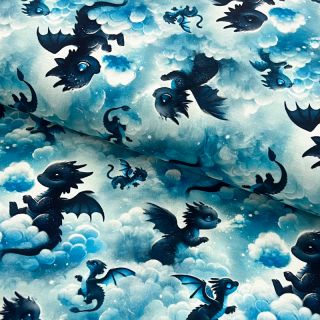 Tricot Cute dragons design C digital print