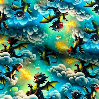 Tricot Cute dragons design B digital print