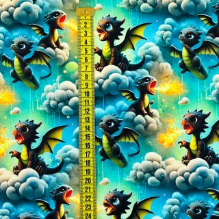 Tricot Cute dragons design B digital print