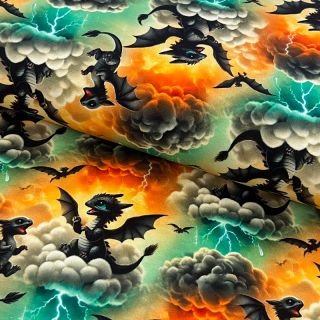 Tricot Cute dragons design A digital print