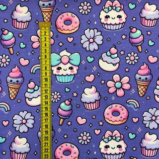 Tricot Sweet food lavender digital print