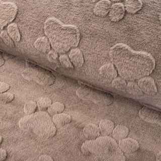 Fleece Paw prints taupe