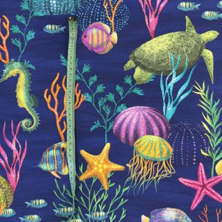 Țesătură decorativă premium Underwater sea life digital print