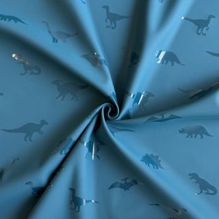 Raincoat fabric Dinosaurs blue