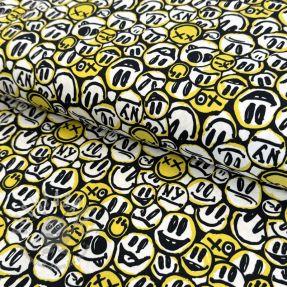 Tricot Pulling faces yellow digital print