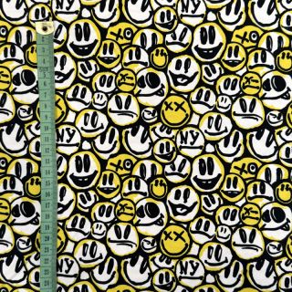 Tricot Pulling faces yellow digital print